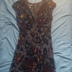 Jones New York Purple Sheath Dress with V-neck for Cocktail